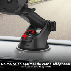 T'nB Support Téléphone Voiture Ventouse, Support Multi-Surfaces, Fermeture Automatique, Finition Premium avec Design Carbone, Su