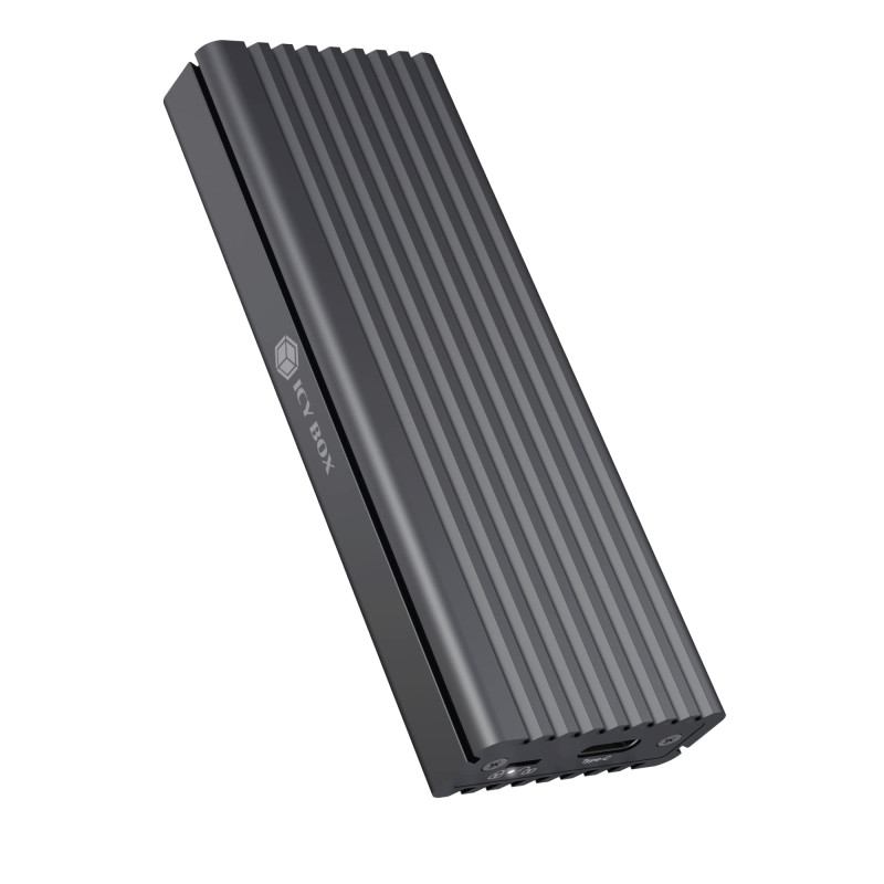 ICY BOX SSD M.2 NVMe en boîtier, USB 3.1 (Gen2, 10 Gbit/s), système de Refroidissement, USB-C, USB-A, PCIe M-Key, Aluminium, Gri
