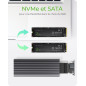 ICY BOX SSD M.2 NVMe en boîtier, USB 3.1 (Gen2, 10 Gbit/s), système de Refroidissement, USB-C, USB-A, PCIe M-Key, Aluminium, Gri