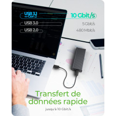 ICY BOX SSD M.2 NVMe en boîtier, USB 3.1 (Gen2, 10 Gbit/s), système de Refroidissement, USB-C, USB-A, PCIe M-Key, Aluminium, Gri