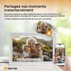 Denver PFF 1021 Cadre Photo numérique Wi-FI 25.7 cm 10.1 Pouces 1280 x 800 Pixel 16 GB Blanc