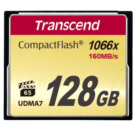 Transcend CF1000 CompactFlash 1000 Carte mémoire 128GB, jusqu'à 160/120 MB/s, supporte le mode de transfert Ultra DMA haute vite