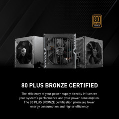 MSI MAG A550BN Bloc d'alimentation, Prise EU - 550W, Certifié 80 Plus Bronze, PSU ATX, Rail Unique 12V, Circuit DC vers DC, Vent