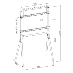 LogiLink BP0078 Support pour téléviseur 4"-70" Pieds en bois de noyer