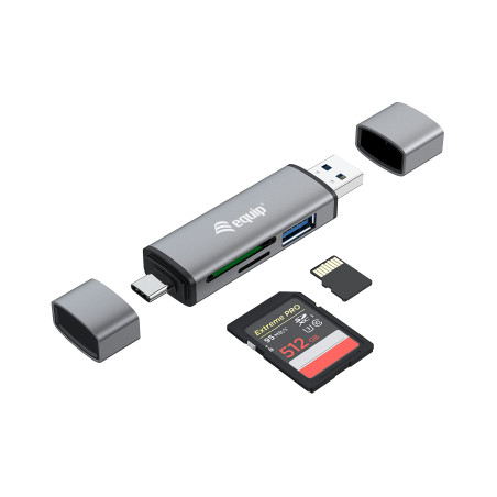 Equip Lecteur de Carte USB 3.0 HUB OTG SB-C & USB-A SD/MicroSD