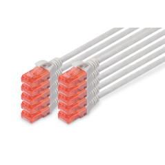 DIGITUS Câble LAN Cat 6-0,5m - 10 pièces - RJ45 Câble réseau - UTP Non Blindé - Compatible Cat-6A & Cat-5e - Gris