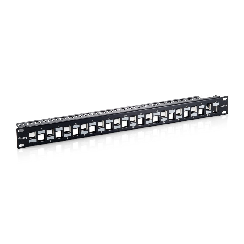 Equip Panneau de Brassage 24 Ports RJ45 Cat6a 19" 1U blindé Noir