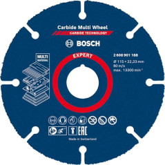 Bosch 1x Disques à tronçonner EXPERT Carbide Multi Wheel (pour Bois dur, Bois clouté, Ø 115 mm, Professional Accessoire Petite m