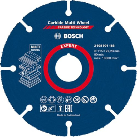 Bosch 1x Disques à tronçonner EXPERT Carbide Multi Wheel (pour Bois dur, Bois clouté, Ø 115 mm, Professional Accessoire Petite m