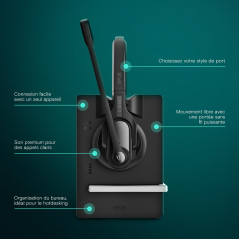 EPOS Impact D 30 Phone - Casque DECT Haute Performance pour Téléphones Fixes et Softphones, avec EPOS Voice™ et Microphone Antib
