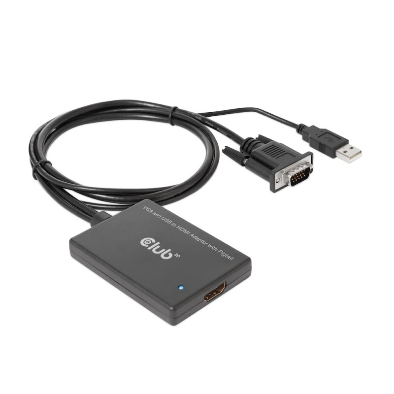 CLUB3D CAC-1720 Adaptateur VGA et USB Type A vers HDMI™ avec connecteur Pigtail M/B. 0,6 m 28 AWG CLUB3D CAC-1720 Adaptateur VGA et USB Type A vers HDMI™ avec connecteur Pigtail M/B. 0,6 m 28 AWG