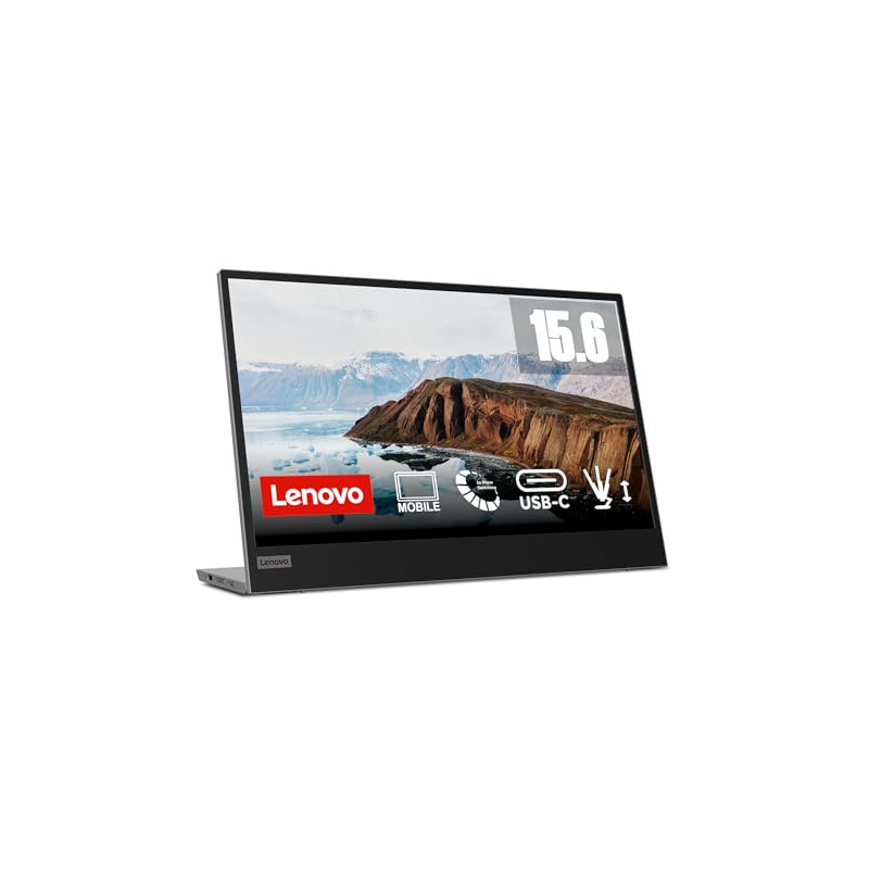 Lenovo L15 Mobile Monitor 15.6 inch FHD 1080p IPS Panel with USB Type-C, Height Adjust Stand - Black