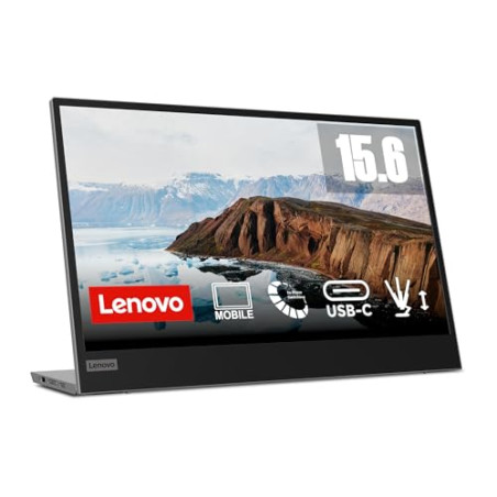 Lenovo L15 Mobile Monitor 15.6 inch FHD 1080p IPS Panel with USB Type-C, Height Adjust Stand - Black