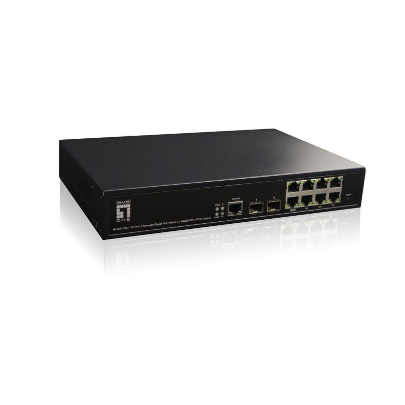 LevelOne GEP-1061 Commutateur réseau Gigabit PoE 10 Ports L2 gérés par Gigabit SFP, 8 Sorties PoE, Budget de Puissance PoE 180 W LevelOne GEP-1061 Commutateur réseau Gigabit PoE 10 Ports L2 gérés par Gigabit SFP, 8 Sorties PoE, Budget de Puissance PoE 180 W