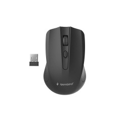 Gembird Souris Optique sans Fil 4 Boutons avec Récepteur Nano USB, Noir - DPI Ajustable 800/1200/1600, Ergonomique, Portable, Lo