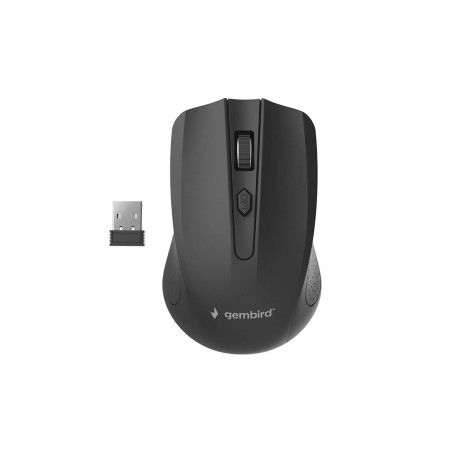 Gembird Souris Optique sans Fil 4 Boutons avec Récepteur Nano USB, Noir - DPI Ajustable 800/1200/1600, Ergonomique, Portable, Lo