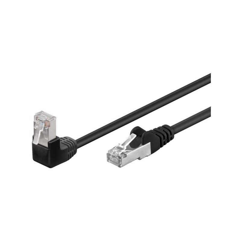 Goobay 94190 CAT 5e Câble de Liaison 1x 90° Coudé, F/UTP, Noir, 5 m Longueur