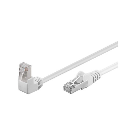 Goobay 94183 CAT 5e Câble de Liaison 1x 90° Coudé, F/UTP, Blanc, 10 m Longueur