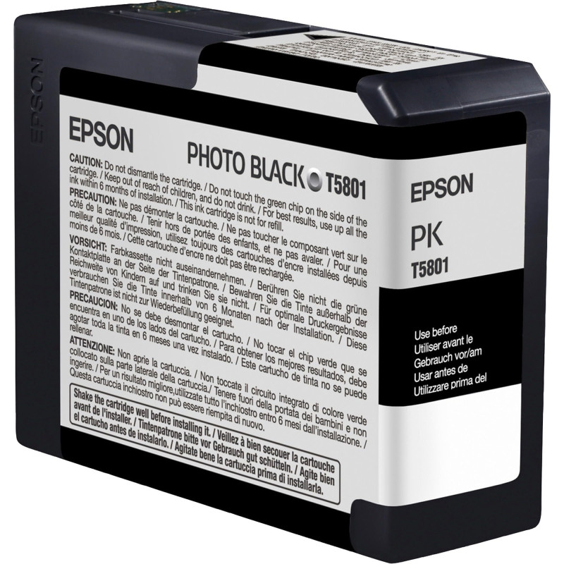 Epson T5801 Cartouche d'encre d'origine 1 x photo noire pour Epson stylus pro 3800/3880 Epson T5801 Cartouche d'encre d'origine 1 x photo noire pour Epson stylus pro 3800/3880