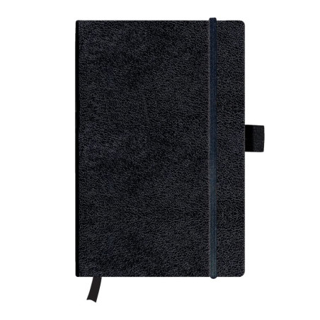 Herlitz Carnet à couverture rigide avec ruban et passant à stylo Papier blanc A5 Noir
