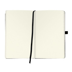 Herlitz Carnet à couverture rigide avec ruban et passant à stylo Papier blanc A5 Noir