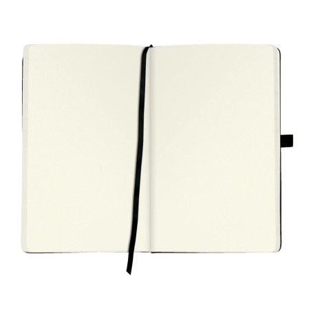 Herlitz Carnet à couverture rigide avec ruban et passant à stylo Papier blanc A5 Noir