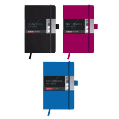 Herlitz Carnet à couverture rigide avec ruban et passant à stylo Papier blanc A5 Noir