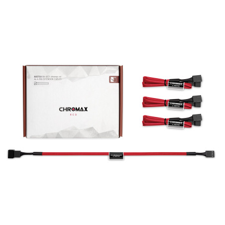 Noctua NA-SEC1 chromax.red, Câbles-Rallonges de Ventilation, 3/4 broches (30 cm, Rouge)