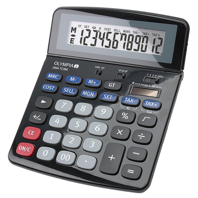 Olympia Tools 40184 Modèle 2504 Calculatrice Bureau Calculatrice financière, Noir/Bleu/Gris Olympia Tools 40184 Modèle 2504 Calculatrice Bureau Calculatrice financière, Noir/Bleu/Gris