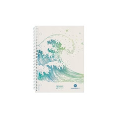 Herlitz Brulion en spirale, A5, 70 feuilles à carreaux, GreenLine Vagues