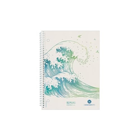 Herlitz Brulion en spirale, A5, 70 feuilles à carreaux, GreenLine Vagues