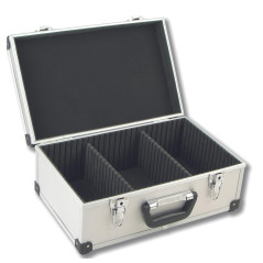 Perel Coffret pour 60 CD, verrouillage à clé, 2 clés, aluminium, 424 x 265 x 173 mm