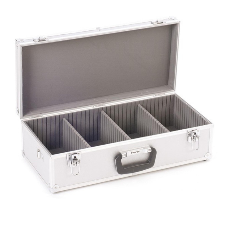 Perel Coffret pour 80 CD, verrouillage à clé, 2 clés, aluminium, 565 x 265 x 170 mm Perel Coffret pour 80 CD, verrouillage à clé, 2 clés, aluminium, 565 x 265 x 170 mm
