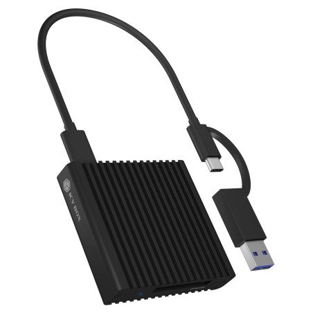 ICY BOX CFexpress Lecteur de cartes de type B avec USB 3.2 Gen 2 (10 Gbit/s), Lecteur, USB-C & USB-A, Aluminium, Android/Windows