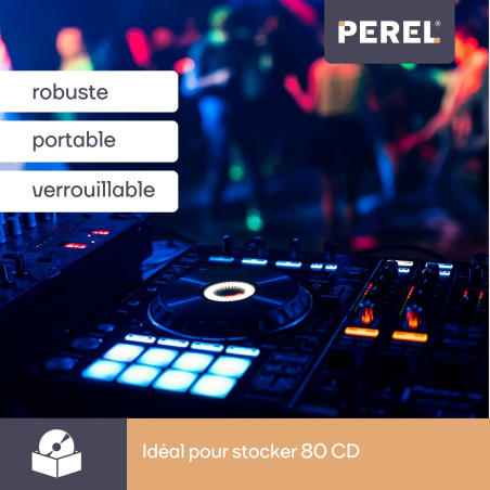 Perel Coffret pour 80 CD, verrouillage à clé, 2 clés, aluminium, 565 x 265 x 170 mm
