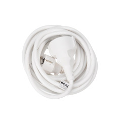 Perel Rallonge, H05VV-F 3G1.5, 5 m, 16 A/230 V, 3500 W, Type E/F, Schuko, Usage intérieur, PVC, Blanc