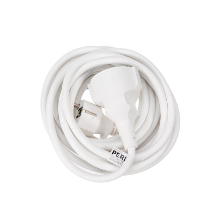 Perel Rallonge, H05VV-F 3G1.5, 5 m, 16 A/230 V, 3500 W, Type E/F, Schuko, Usage intérieur, PVC, Blanc