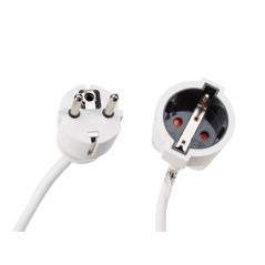 Perel Rallonge, H05VV-F 3G1.5, 5 m, 16 A/230 V, 3500 W, Type E/F, Schuko, Usage intérieur, PVC, Blanc