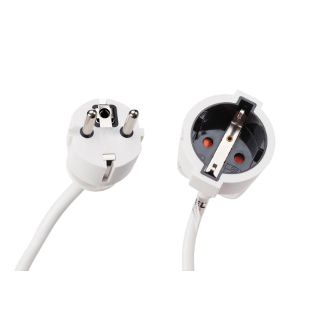 Perel Rallonge, H05VV-F 3G1.5, 5 m, 16 A/230 V, 3500 W, Type E/F, Schuko, Usage intérieur, PVC, Blanc