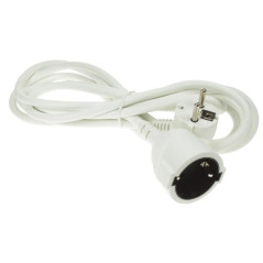 Perel Rallonge, H05VV-F 3G1.5, 5 m, 16 A/230 V, 3500 W, Type E/F, Schuko, Usage intérieur, PVC, Blanc