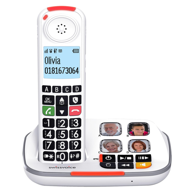 SWISSVOICE - Xtra 2355 - DECT - Téléphone Fixe Sans Fil - Larges Touches - Répondeur - Audio Boost - Sonneries Fortes - Compatib SWISSVOICE - Xtra 2355 - DECT - Téléphone Fixe Sans Fil - Larges Touches - Répondeur - Audio Boost - Sonneries Fortes - Compatib
