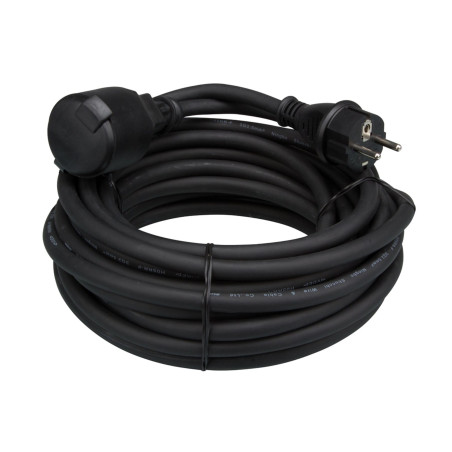 Perel ec25r25 Rallonge, 3 G2,5, 25 m de longueur, en caoutchouc noir