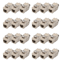 DIGITUS Module Keystone Cat-6A Blindé - 24 pièces - RJ45 - Compatible avec Le Design - 500 MHz 10GBase-T - Clip métallique - san