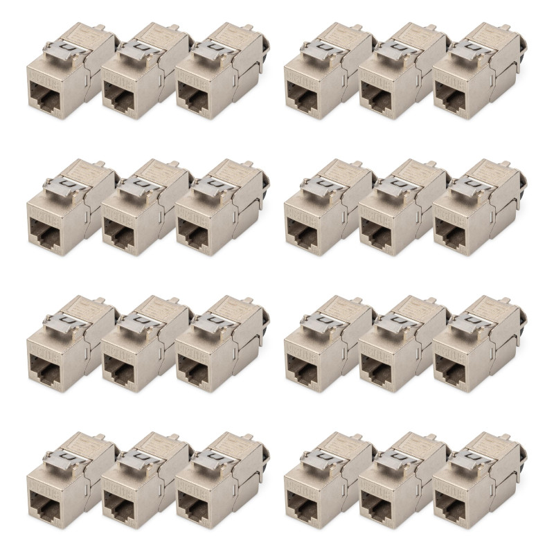 DIGITUS Module Keystone Cat-6A Blindé - 24 pièces - RJ45 - Compatible avec Le Design - 500 MHz 10GBase-T - Clip métallique - san DIGITUS Module Keystone Cat-6A Blindé - 24 pièces - RJ45 - Compatible avec Le Design - 500 MHz 10GBase-T - Clip métallique - san