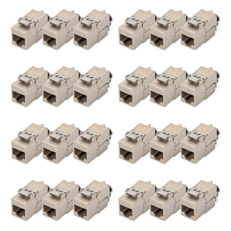 DIGITUS Module Keystone Cat-6A Blindé - 24 pièces - RJ45 - Compatible avec Le Design - 500 MHz 10GBase-T - Clip métallique - san