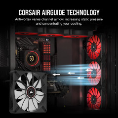 Corsair ML140 LED ELITE, 140 mm PWM Ventilateur à LED (Technologie CORSAIR AirGuide, Roulement à Lévitation Magnétique, Jusqu’à 