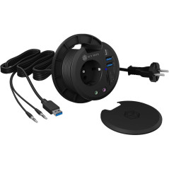 ICY BOX Table hub with SD/microSD Card Reader, 2X Type-A, USB-C, 2X 3.5 mm Audio