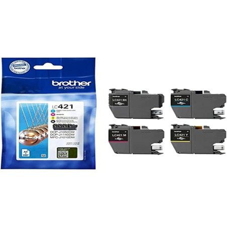 Brother LC421 Value Pack Lot de 4 Cartouches d'encre Noir/Jaune/Cyan/Magenta