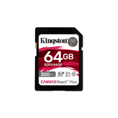 Kingston Canvas React Plus 64Go SDXC Carte mémoire UHS-II 300R/260W U3 V90 for Full HD/4K/8K - SDR2/64GB
