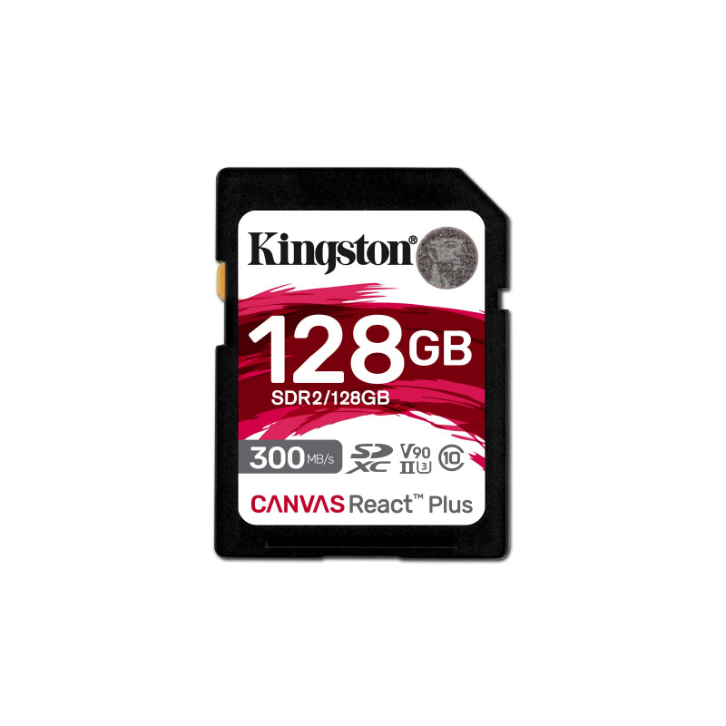 Kingston Canvas React Plus 128Go SDXC Carte mémoire UHS-II 300R/260W U3 V90 for Full HD/4K/8K - SDR2/128GB Kingston Canvas React Plus 128Go SDXC Carte mémoire UHS-II 300R/260W U3 V90 for Full HD/4K/8K - SDR2/128GB